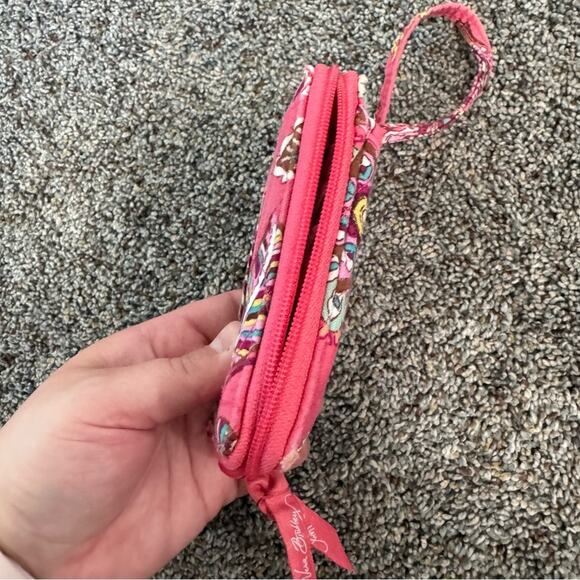 Vera Bradley Call Me Coral Pink Coin Purse Wristlet w/ Zipper & Clear Card Slot - Picture 3 of 14